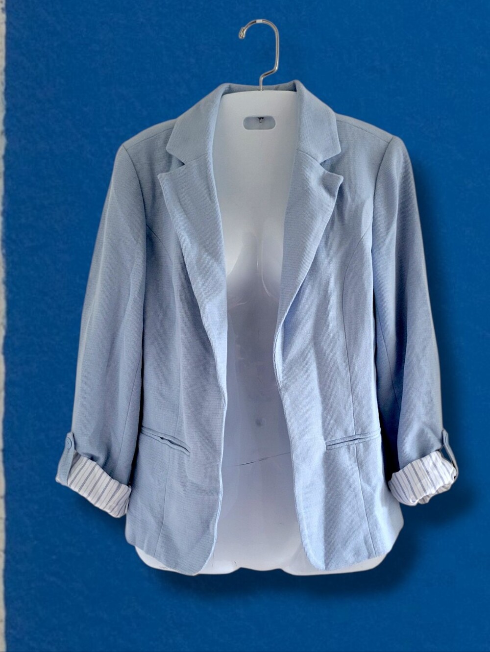 41 Hawthorn | NWOT Natalie Knit Light Blue Open Front Blazer (SIZE S)